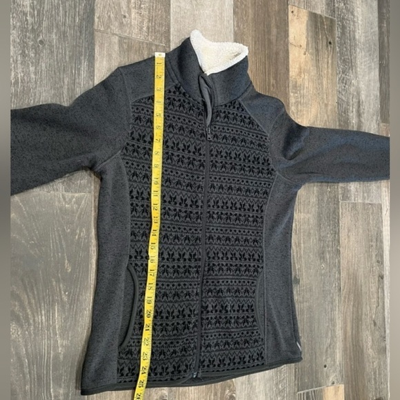 Eddie Bauer Womens M Full Zip Long Sleeve Jacket Charcoal Gray Sherpa Collar - Picture 5 of 7